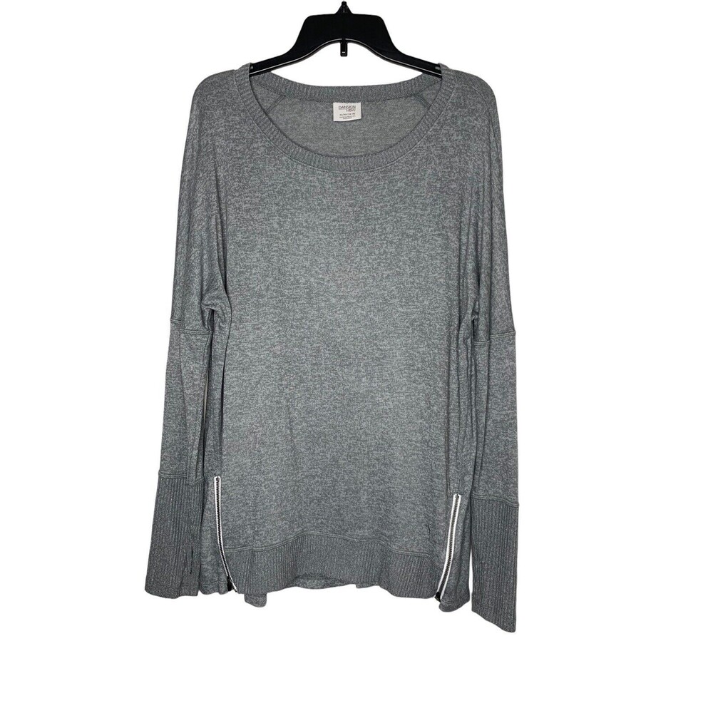 Danskin Now Womens Shirt Top Size XL (16 -18) Grays Soft Zippers Rayon